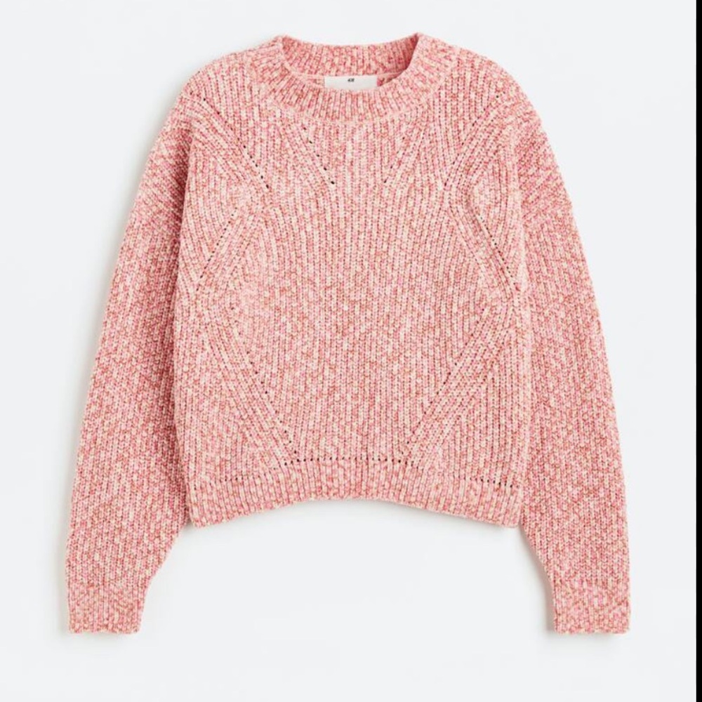 H&M Chenille Soft Oversized fit Dolman Sleeve Casual 💕Pink Knit Sweater